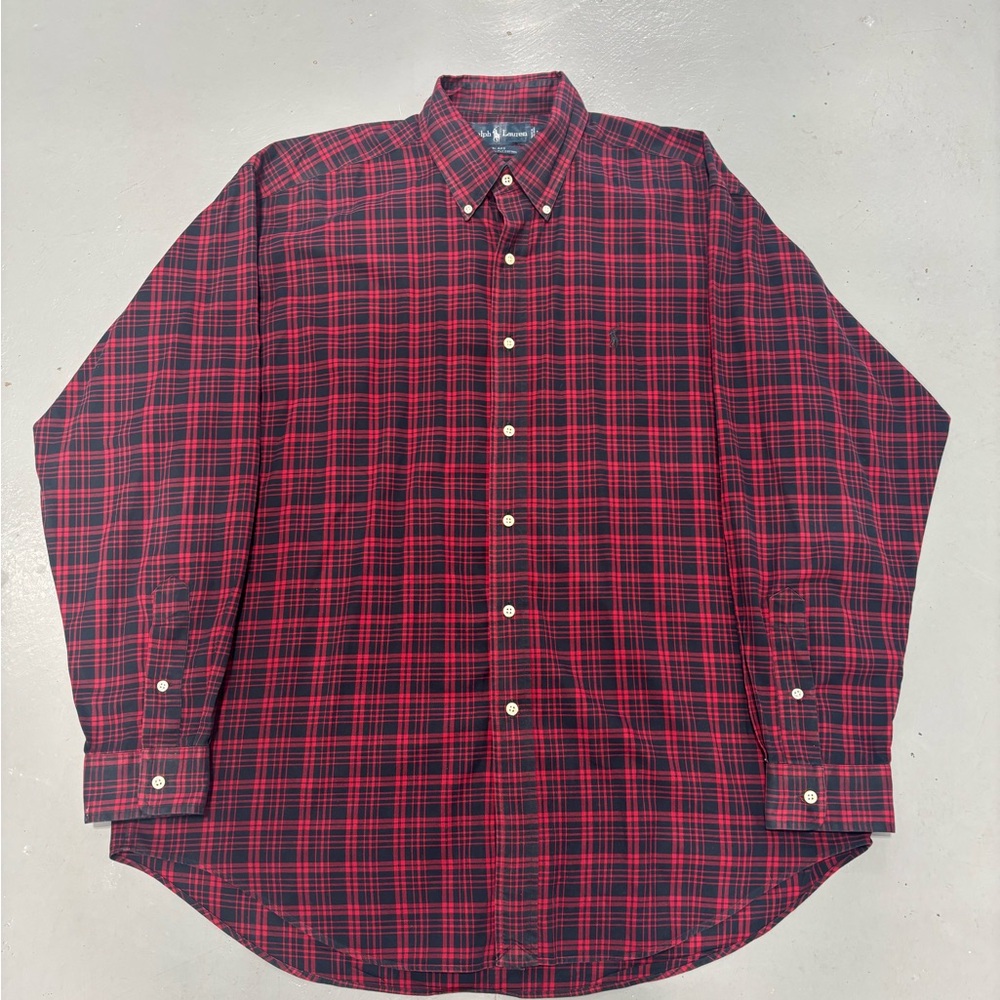 Ralph Lauren Red and Black Plaid Men's Shirt